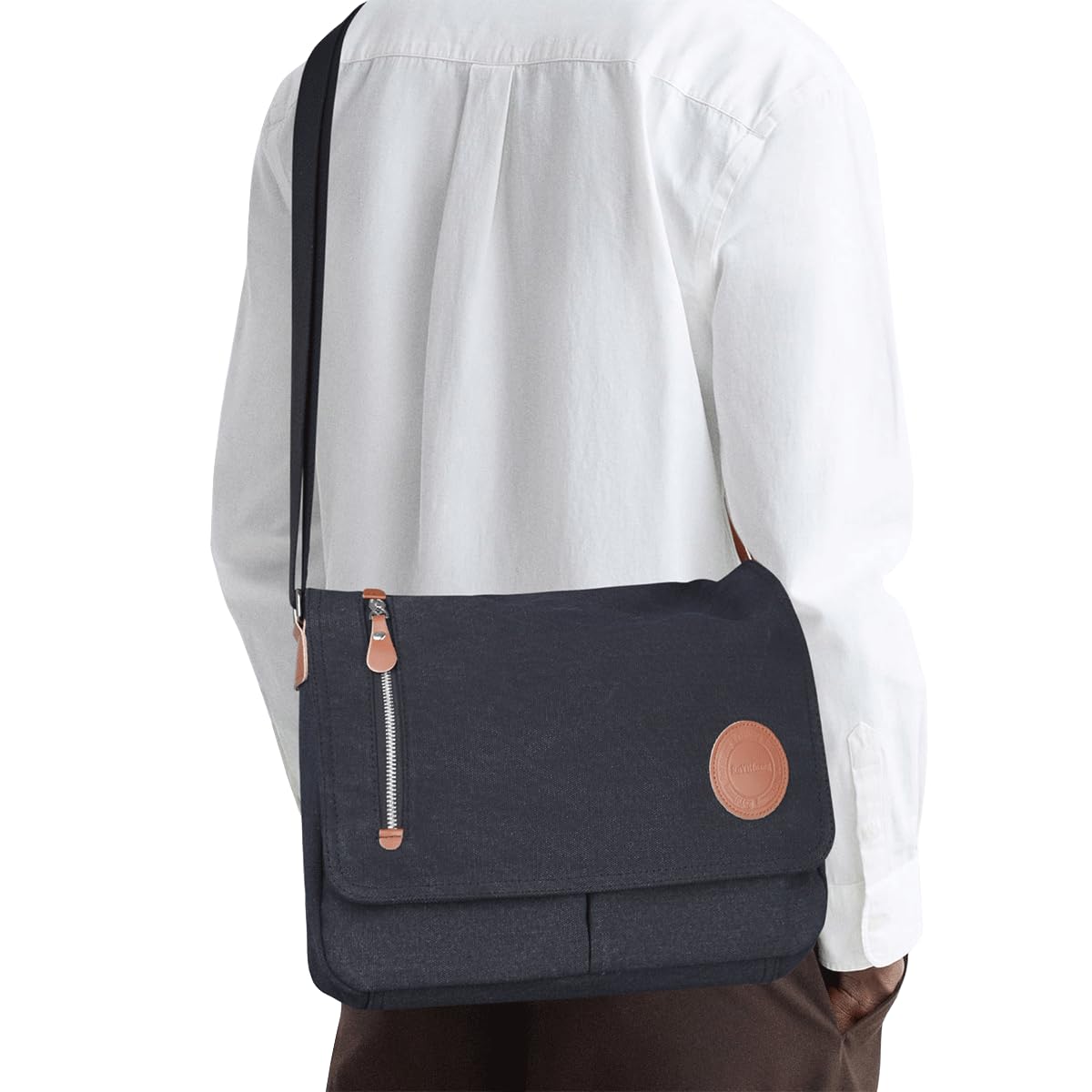 CAAORDKSO Vintage Canvas Satchel Messenger Bag for Men Women, Crossbody Bag Travel Shoulder Bag 13.5" Laptop Bag Bookbag Work | Vintage, Canvas,