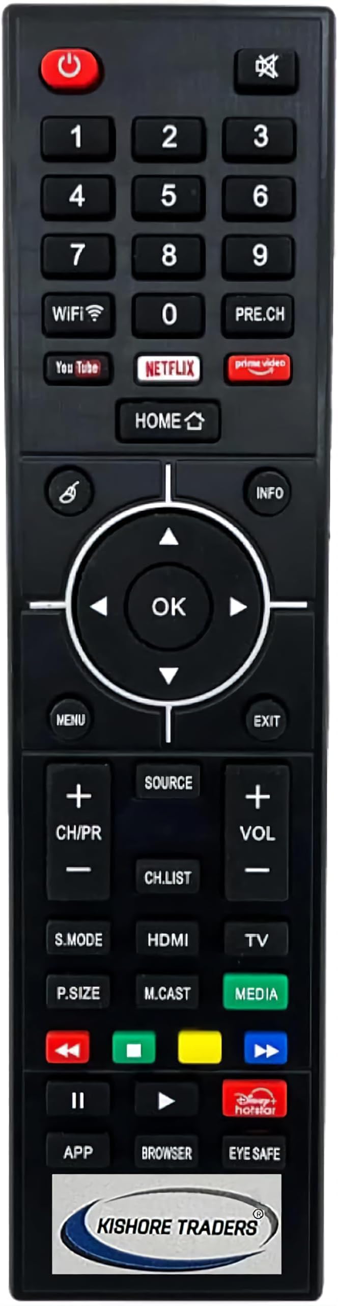 Remote Control Compatible with Foxsky Smart Led Tv WiFi Button (Please Match Your Old Remote with Given Image for Work It Must Be Exactly Same As Shown in Image)