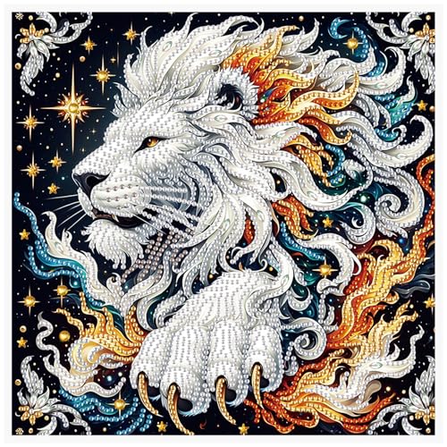 Image of AiYuanzsh 5D Special Shaped Diamond Painting Kit - Mighty King Lion Design, Unique Crystal Rhinestone Diamond Art Set for Beginners and Adults, Perfect for Home Wall Decor and Holiday Gifts
