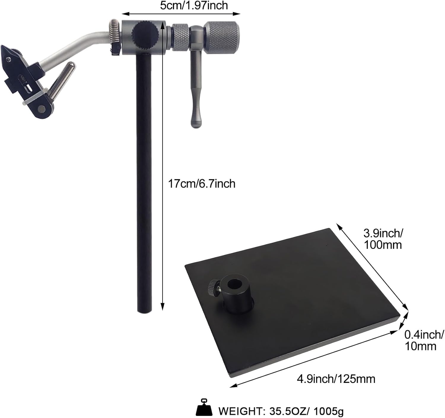 EUPHENG Madison True Rotary Vise with Two Ball Bearings Inside More Smooth Fly Tying Vise with 360 Degree Rotation Easy Adjustment of Rotation Resistance 26 to 4/0 Hook Sizes (Matt Gunsmoke)