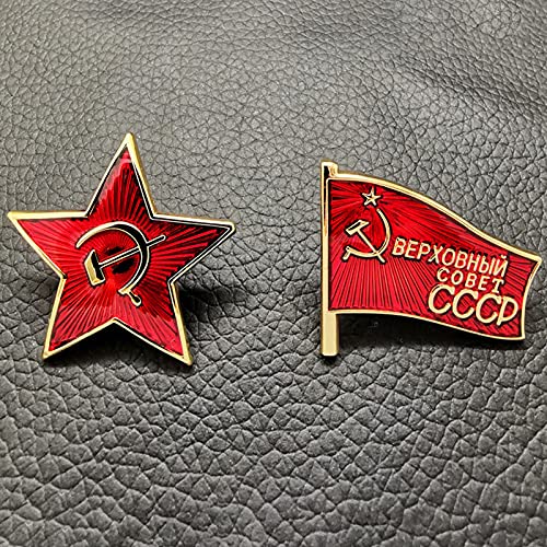 QLTY Sovjet-badge broche, pure koperen emaille badge, militaire gevecht medaille pin WW2, vijfhoekige rode ster medaille badge broche, rode vlag badge, marxistische socialistische metalen badges - Image 3