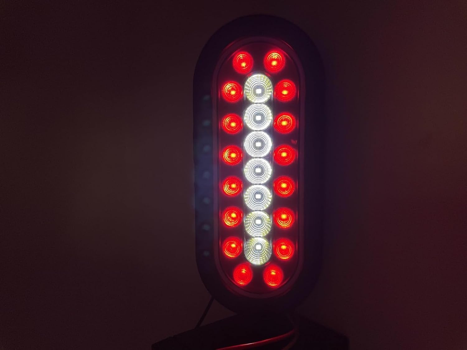 All Star Truck Parts 2Pcs 6.3 inch inch Oval Truck Trailer 23 LED Tail Stop Brake Lights Taillights Running Red White Backup Reverse Lights,Sealed Lights w reflectors Flush Mount Rubber Grommet