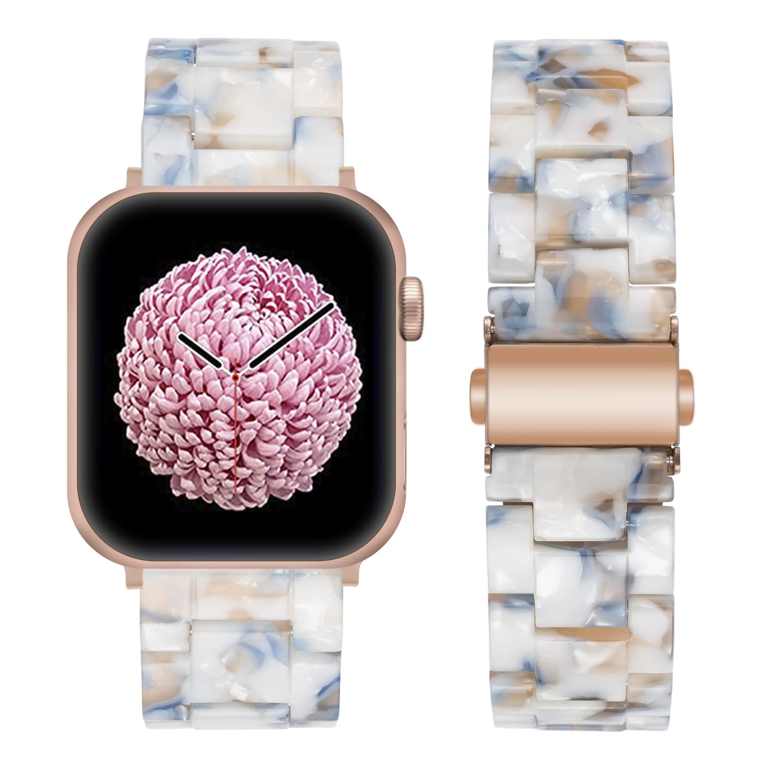 SEURE Compatible con correa Apple Watch 38 mm 40 mm 41 mm 42 mm 44 mm 45 mm, mujeres hombres Watch Pulsera colorida de resina de repuesto con hebilla de acero inoxidable para Serie SE/8/7/6/5/4/3/2/1