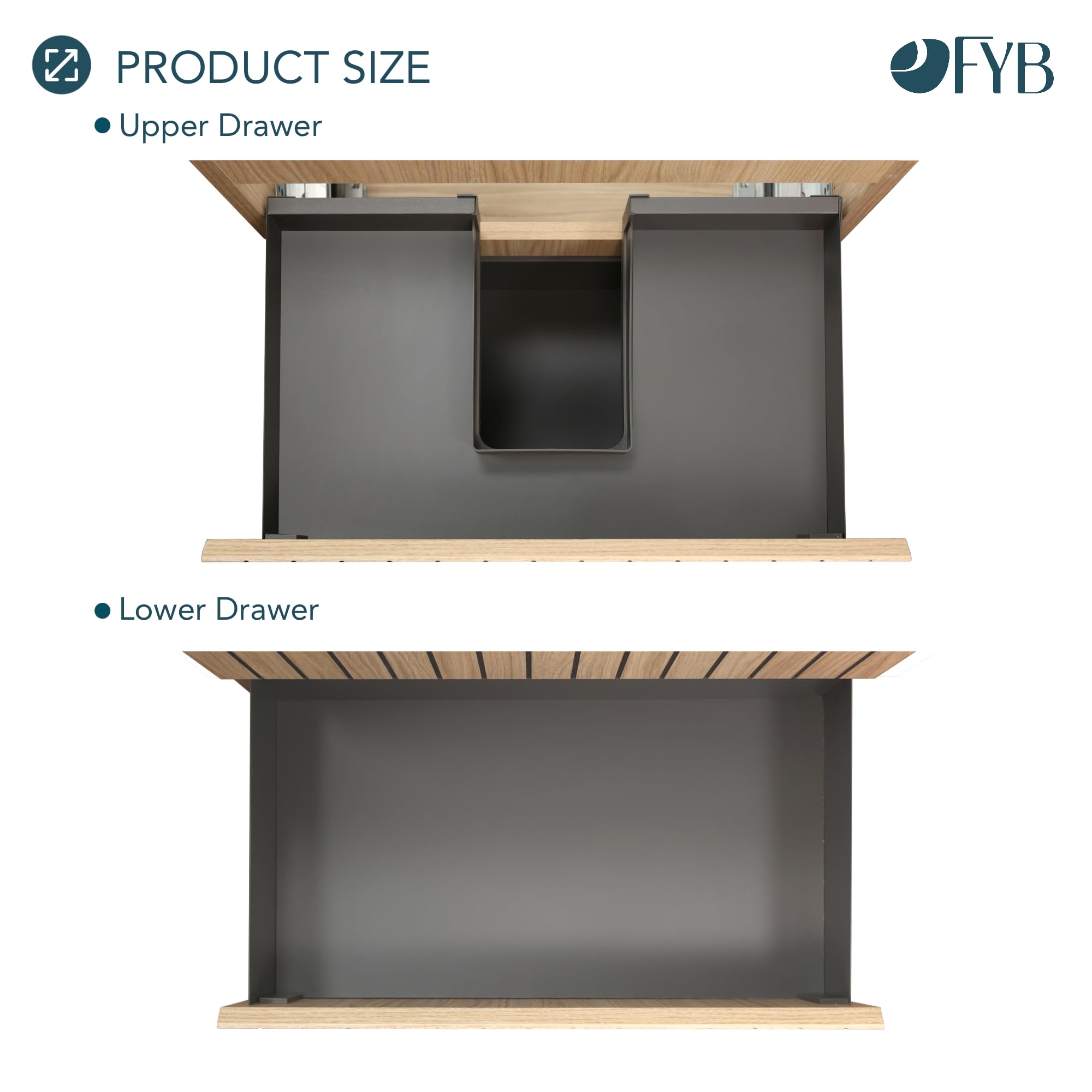 Conjunto Mueble Baño Tiger 100 cm Roble Nórdico con Encimera Cerámica Blanca Brillo, Lavabo Incluido, 2 Cajones Soft Close, Diseño Suspendido, Gran Almacenaje práctico y Funcional