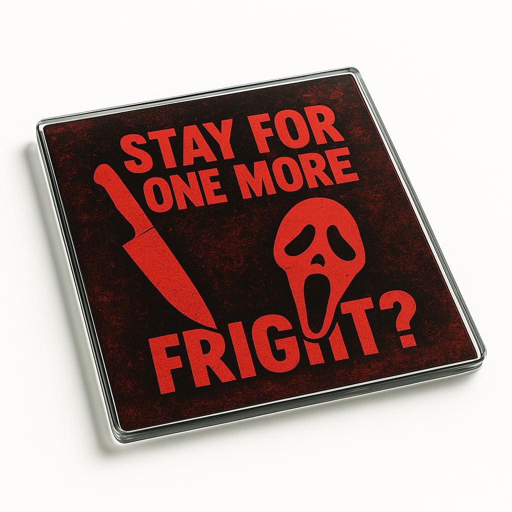 Vintage Acrylic Coaster Gift - Fright Night Retro Horror Design for Halloween - Unique Drinkware Present