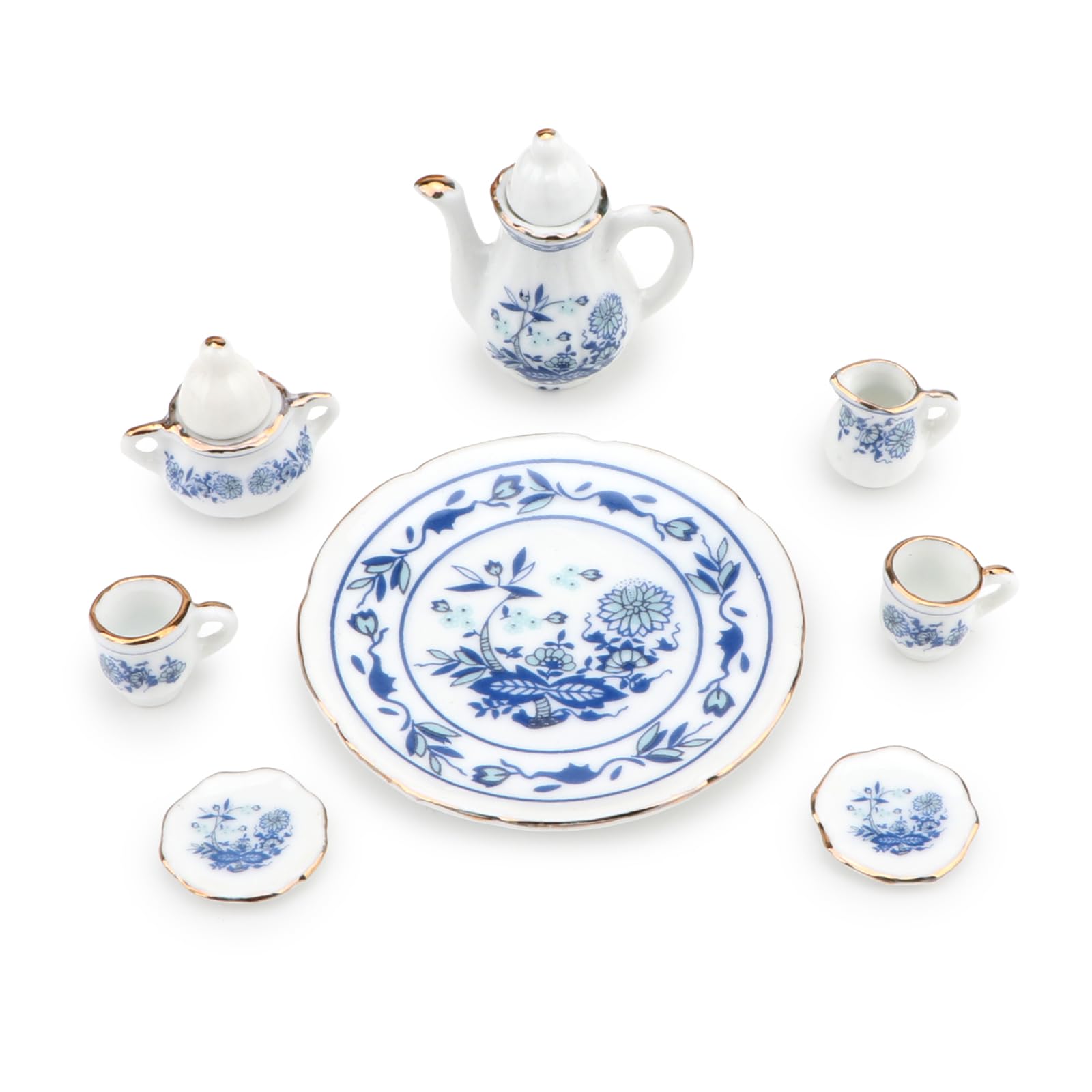 Miniature Porcelain Tea Set for Dollhouses -10 Miniature Porcelain Tea Set for Dollhouses -10