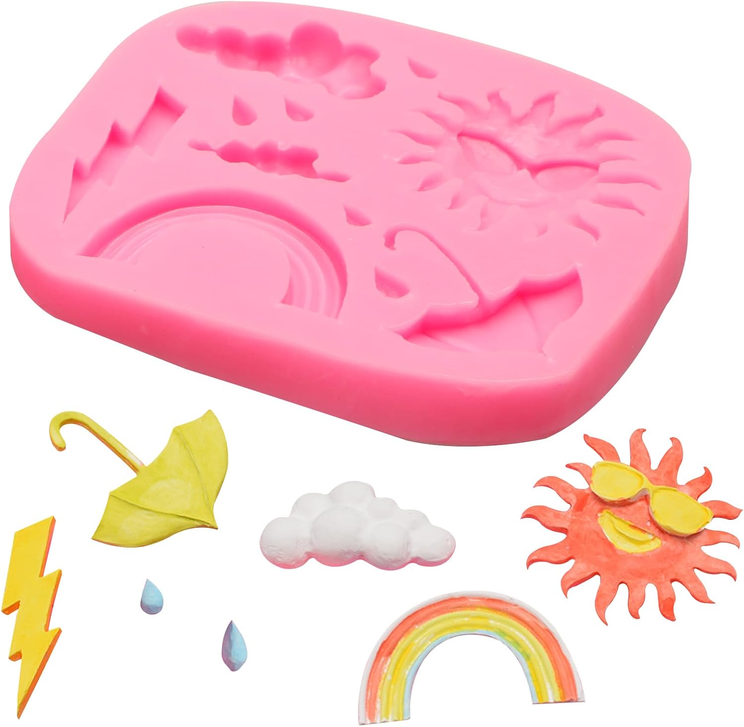 Umbrella Shape Silicone Molds 2 Pcs, Weather Theme Fondant Mold for Chocolate Cake Decoration Candy Cupcake Topper Cake Polymer Clay Crafts Epoxy Resin