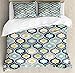 Ambesonne Modern Duvet Cover Set, Geometric Morrocan Mediterrain Style Dots Ornamental Details Image Print, Decorative 3 Piece Bedding Set with 2 Pillow Shams, King Size, Turquoise Yellow