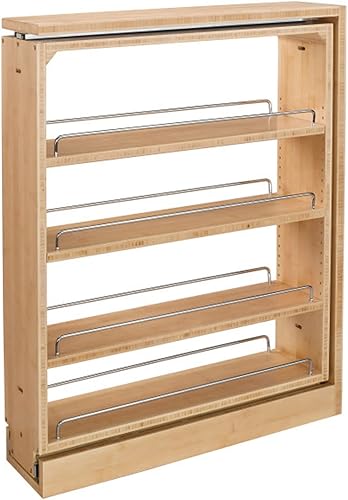 Rev-A-Shelf 432-BF-6C - Base de gabinete multiusos de 6 pulgadas estante extraíble para especias de cocina estantes de madera para organización de