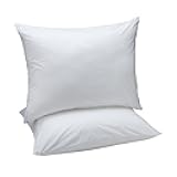 Amazon Basics Down Alternative Bed Pillows and Pillow Protector Case 2-Piece Set, Medium Density, Standard - Pack of 2, White, 26