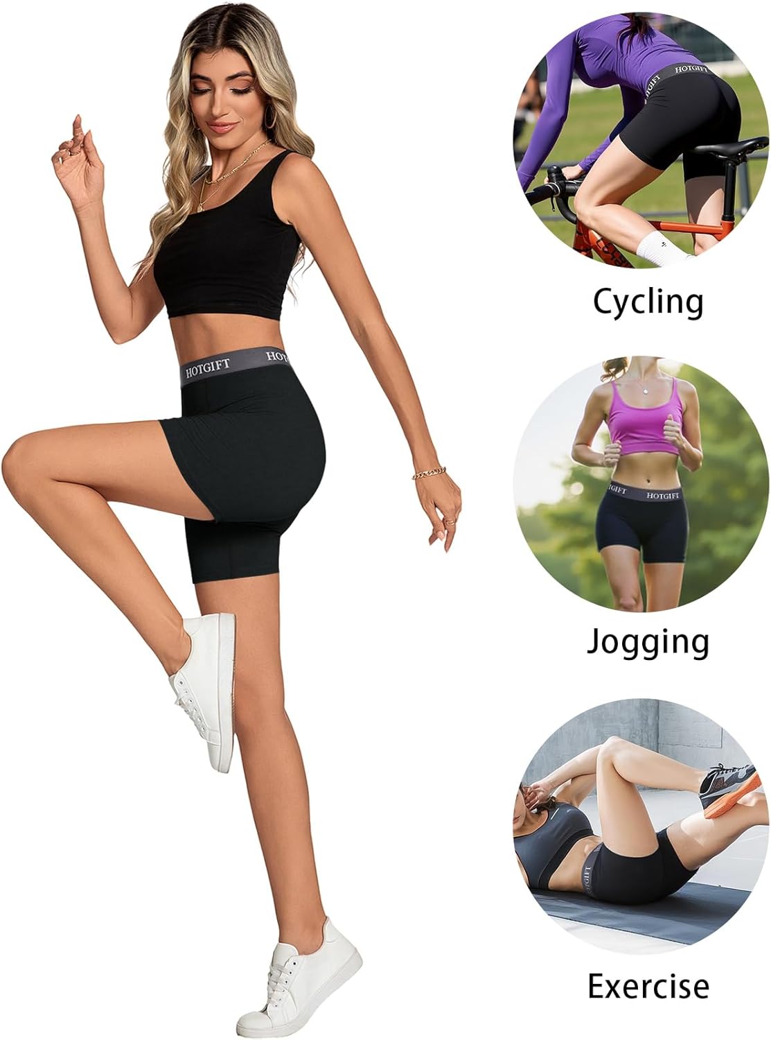HOTGIFT Womens Boxer Shorts Cotton Boyshorts Underwear Anti Chafing Bike Shorts 4 Pack - Image 5