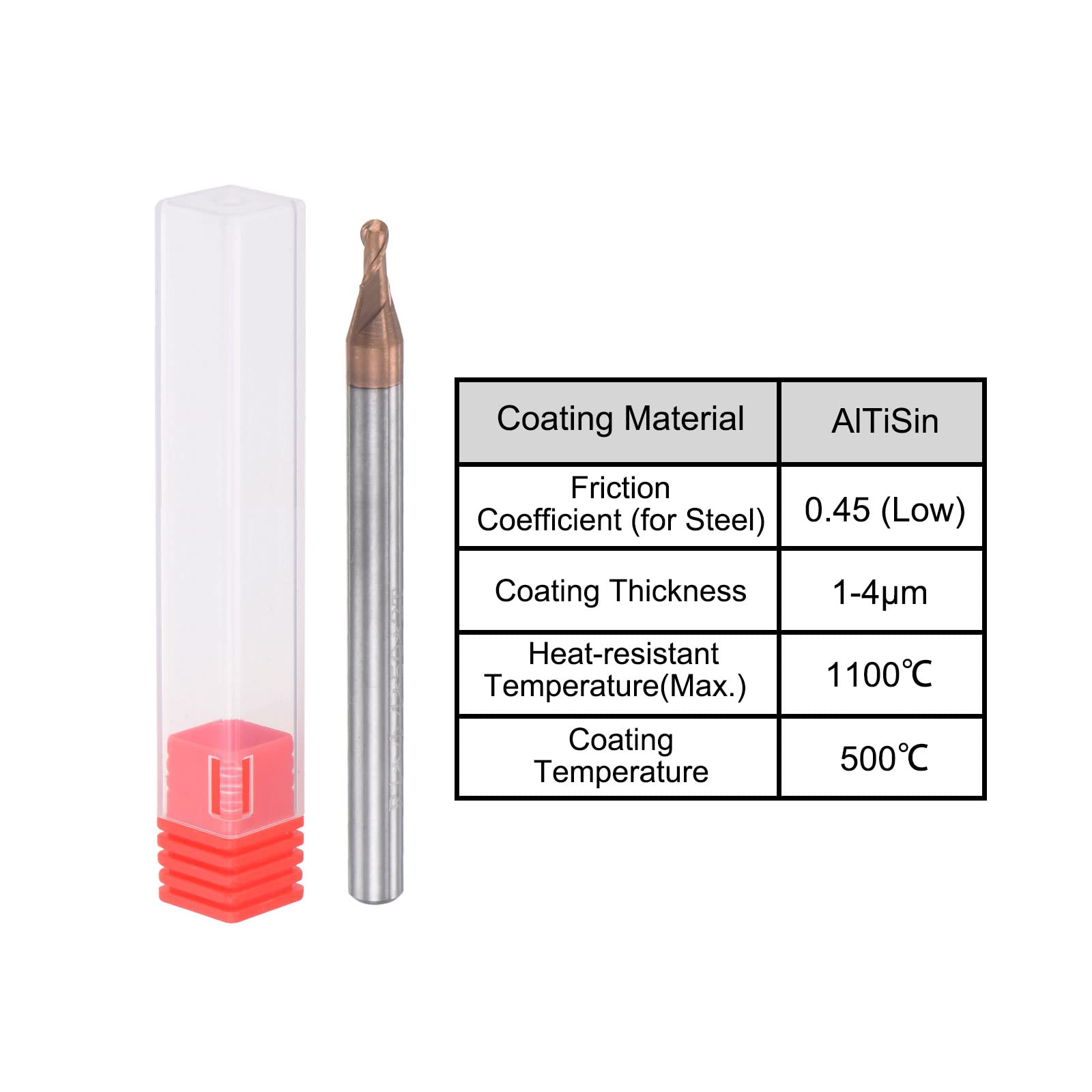 Fraise Conique à Bout Bille En Carbure TiSiN - 2 Cannelures, Rayon 1.5mm, Diamètre 3mm, Tige 6mm, Longueur 75mm
