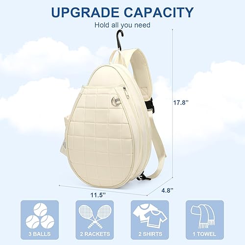 Miniatura 4 de Bolsa cruzada de tenis profesional bolsa de pickleball acolchada impermeable con 2 raquetas con compartimento húmedoseco  Diseño unisex duradero