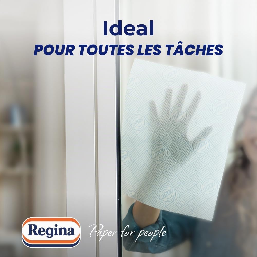 Regina Serviette de ménage Blitz, 560 grandes feuilles, résistance à trois couches, 8 rouleaux