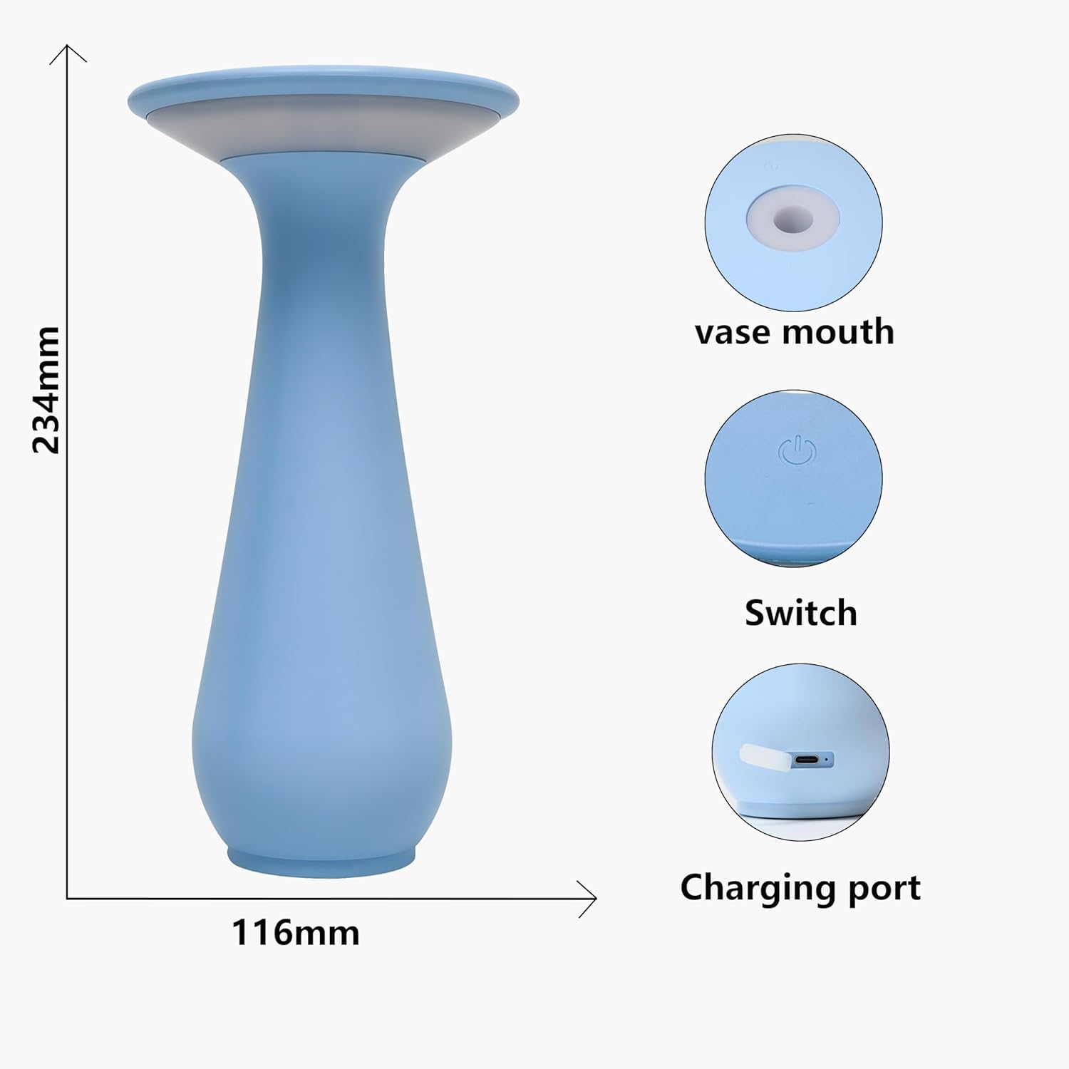 Gifts for Women Mom, Cordless Flower Table Lamp, Rechargeable LED Vase Night Light for Bedroom, Portable Dining Table Lamp for Restaurant, Office & Home Decor