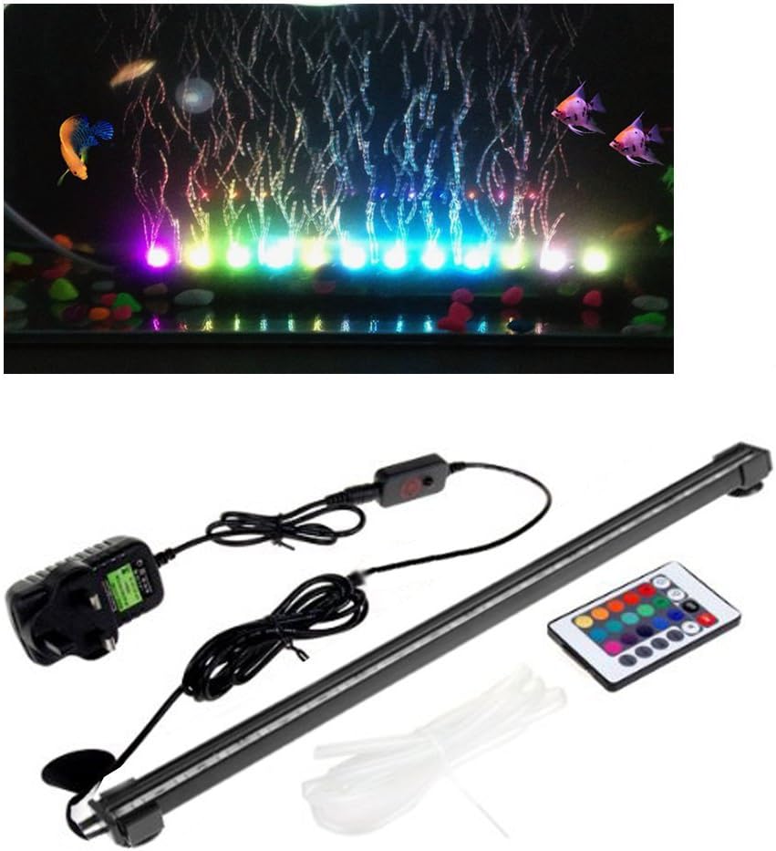 T Tocas(tm 18 LED RGB Remote Control Color Underwater Aquarium Fish Tank Light Bar Air Bubble Lamp -18 Inch