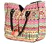 Hippie Handmade Shoulder Tote Bag Boho Red Patchwork Embroidered Pom Pom