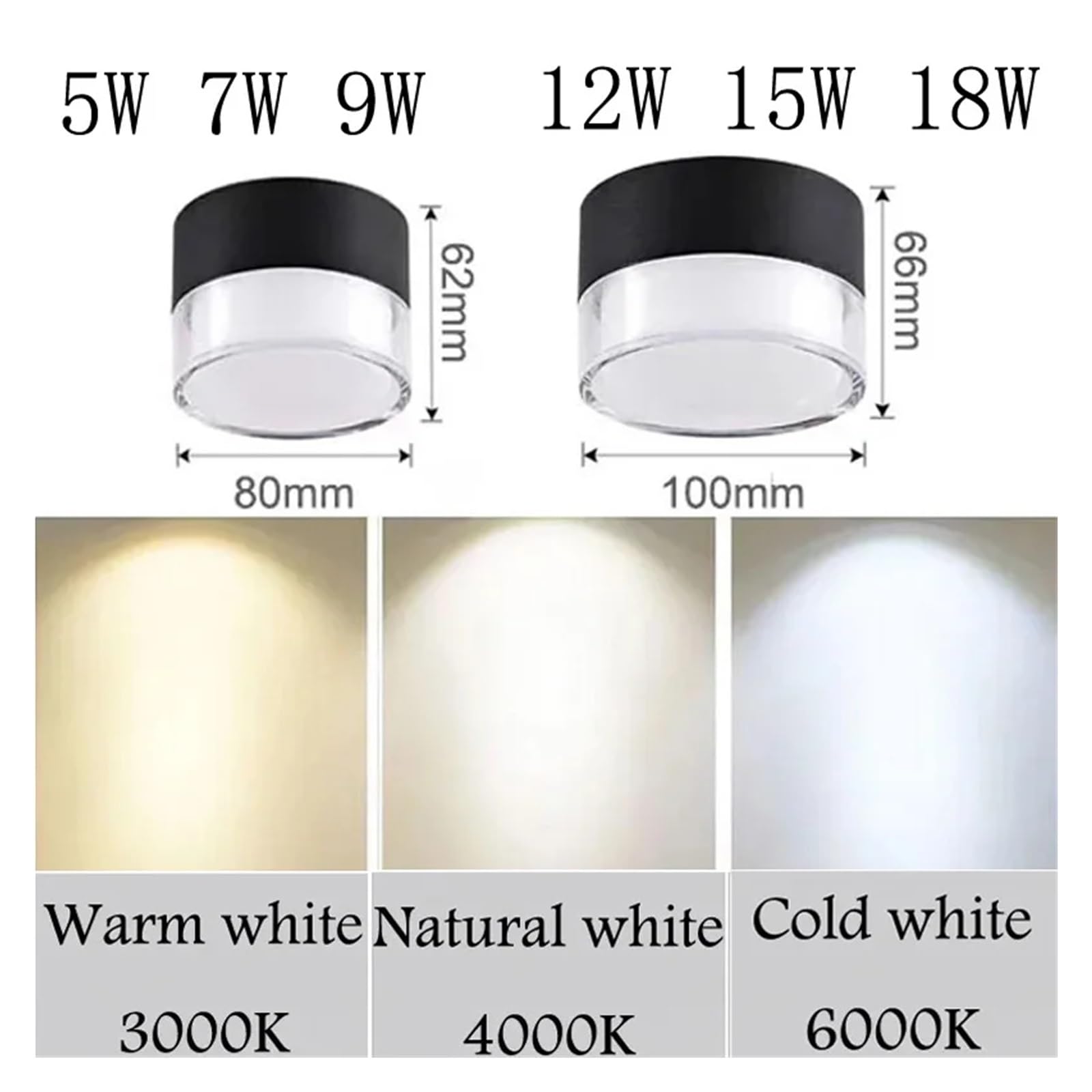 eufeifeiegds Dimmbare LED-Einbauleuchte for die Decke (5 W, 7, 9, 12, 15, 18 W), nordische Aufputz-LED-Einbauleuchte mit umlaufender Leuchtkraft(Warm white 3000K,BLACK_15W DIMMABLE)