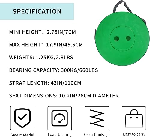 Miniatura 3 de Taburete plegable portátil mejorado, silla plegable verde para acampar al aire libre, taburete plegable retráctil con capacidad de carga de 660