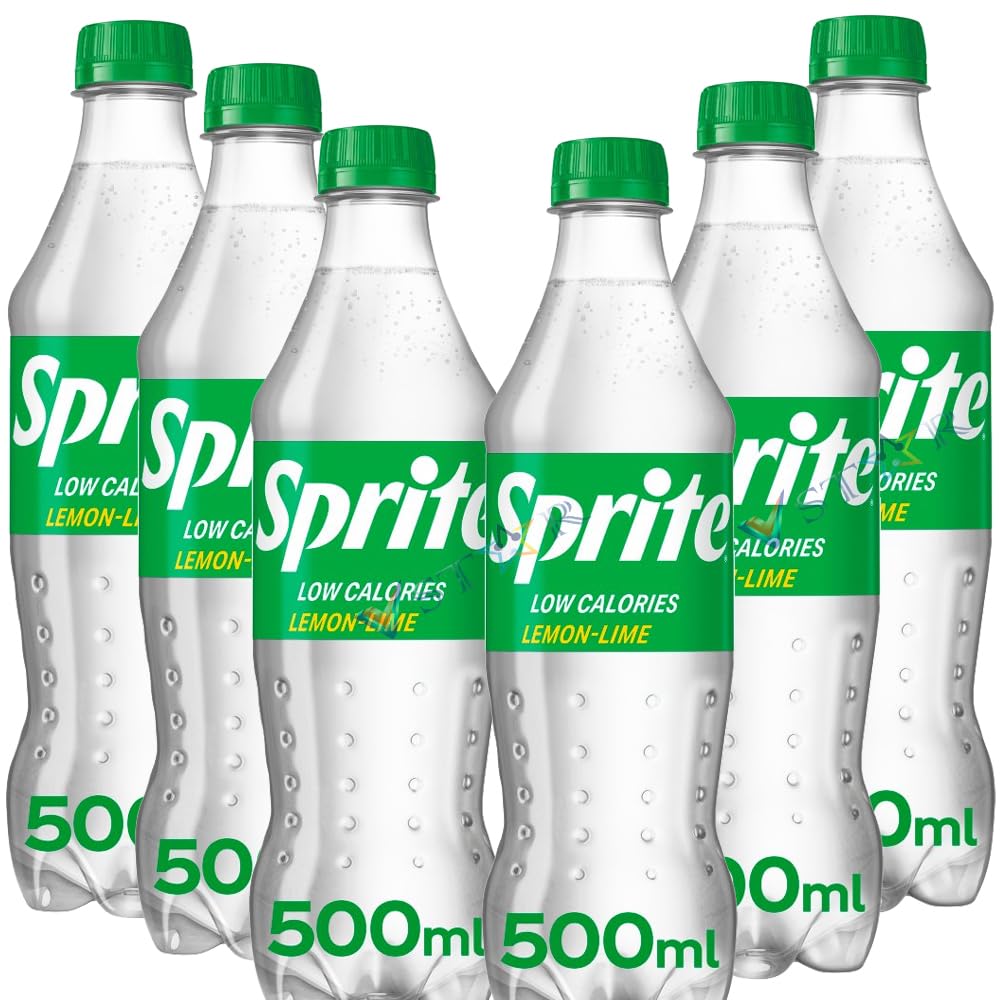 Sprite 100% natural lemon & lime flavour Soft Drink 500ml (6 Bottles)