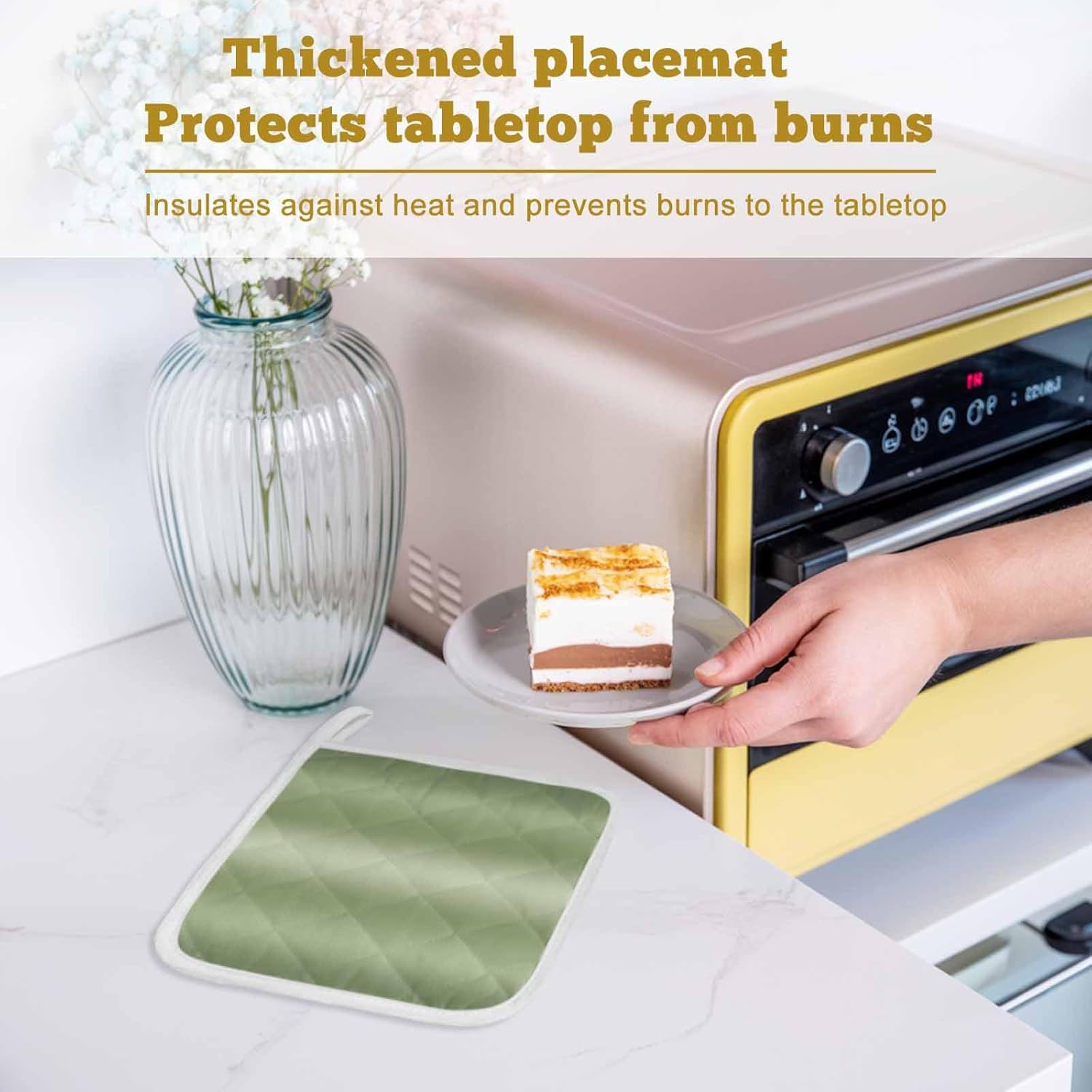Green Ombre Pot Holders for Kitchen Heat Insulation, Abstract Art Modern Gradient Potholders Hot Pads with Hanging Loop, Washable Oven Mitts Pot Holder Trivet for Cooking Baking 5 Pack