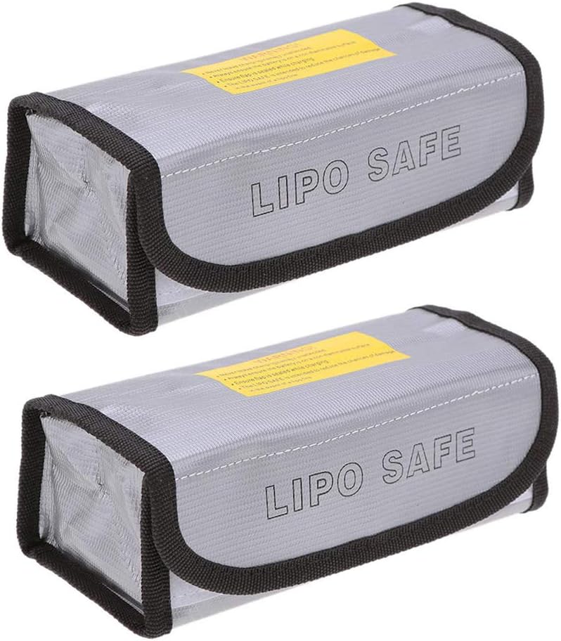 MEGICOT 2pcs Fireproof Explosionproof Lipo Battery Safe Bag for Charge & Storage, Lipo Battery Guard Safe Pouch Replacement for Lithium Battery & DJI Mavic and More Battery Storage（185x75x60mm）