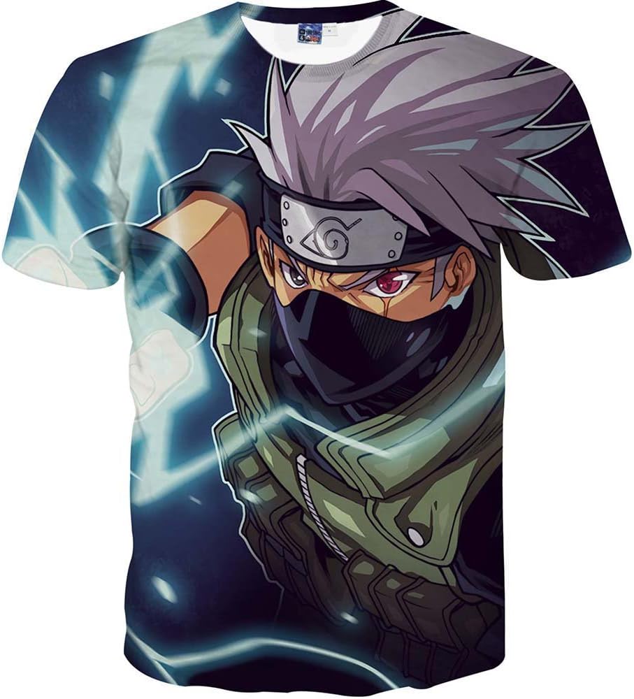 Nemolemon Men's Fashion 3D Print Hatake Kakashi Casual Cartoon T-Shirts,X-large, Kakashi