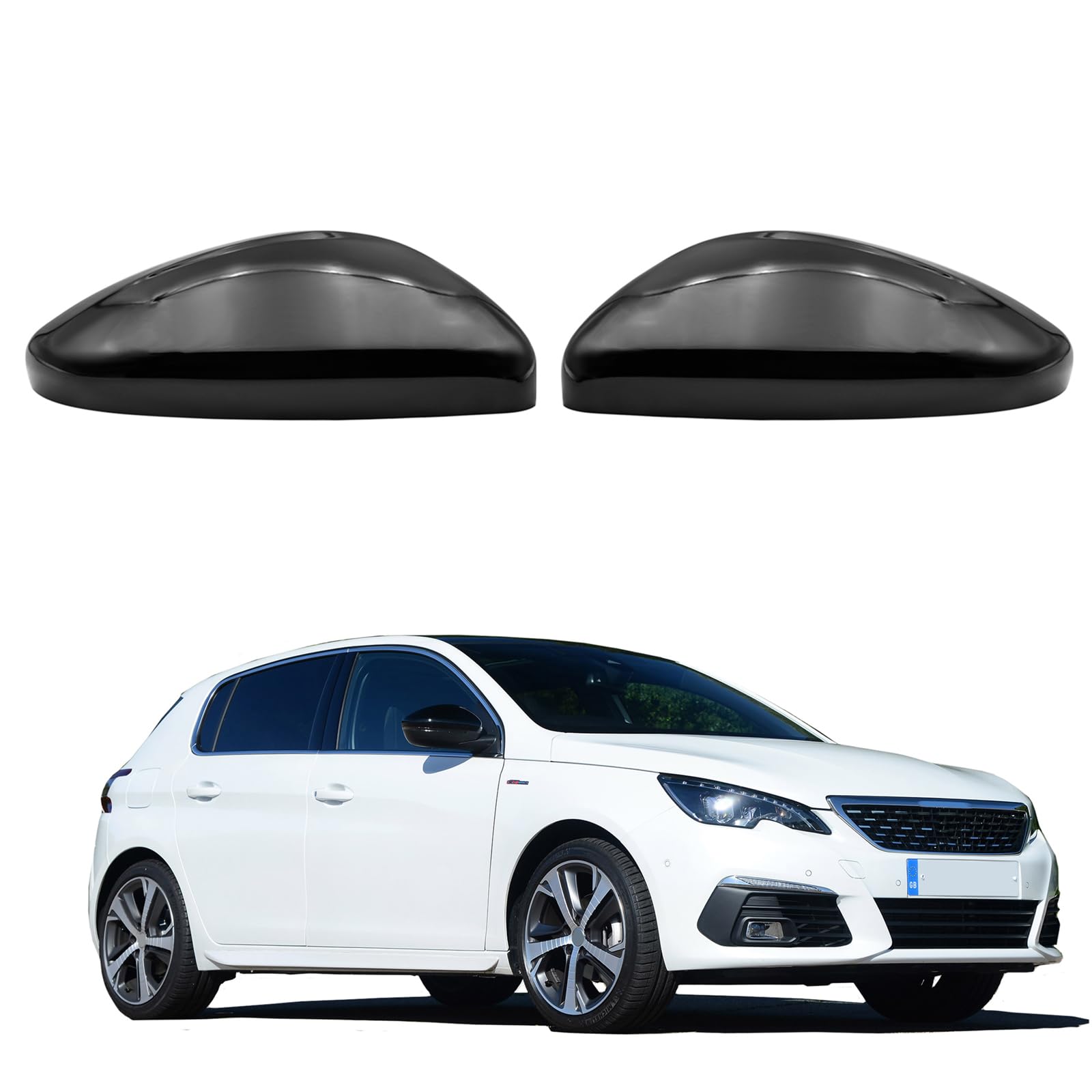 Tappo di copertura per specchietto laterale nero lucido adatto per Peugeot 308 MK2 2013 2014 2015 2016 2017 2018 2019 2020 2021