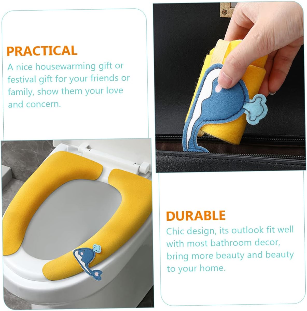 MAGICLULU 3pairs Toilet Seat Cover Adhesive Washable Gel Cushion for Toilet Seat Pad for Bathroom Soft Comfortable