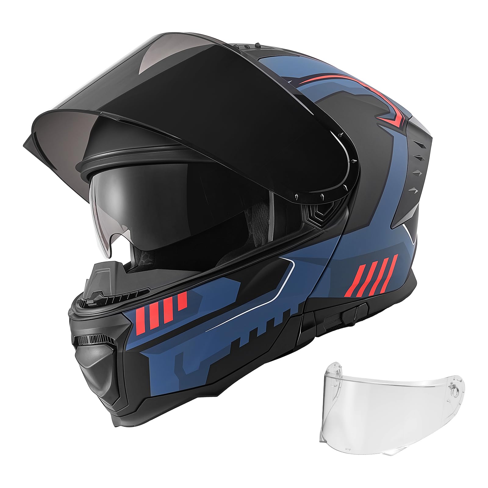 VEVOR Casco Modular de Moto Talla M, Casco de Motocicleta Modular con Visera Doble, Carcasa de ABS, Ligero y Cómodo para Adultos, para Motocross y Motociclismo Urbano, Homologado por Dot y ECE