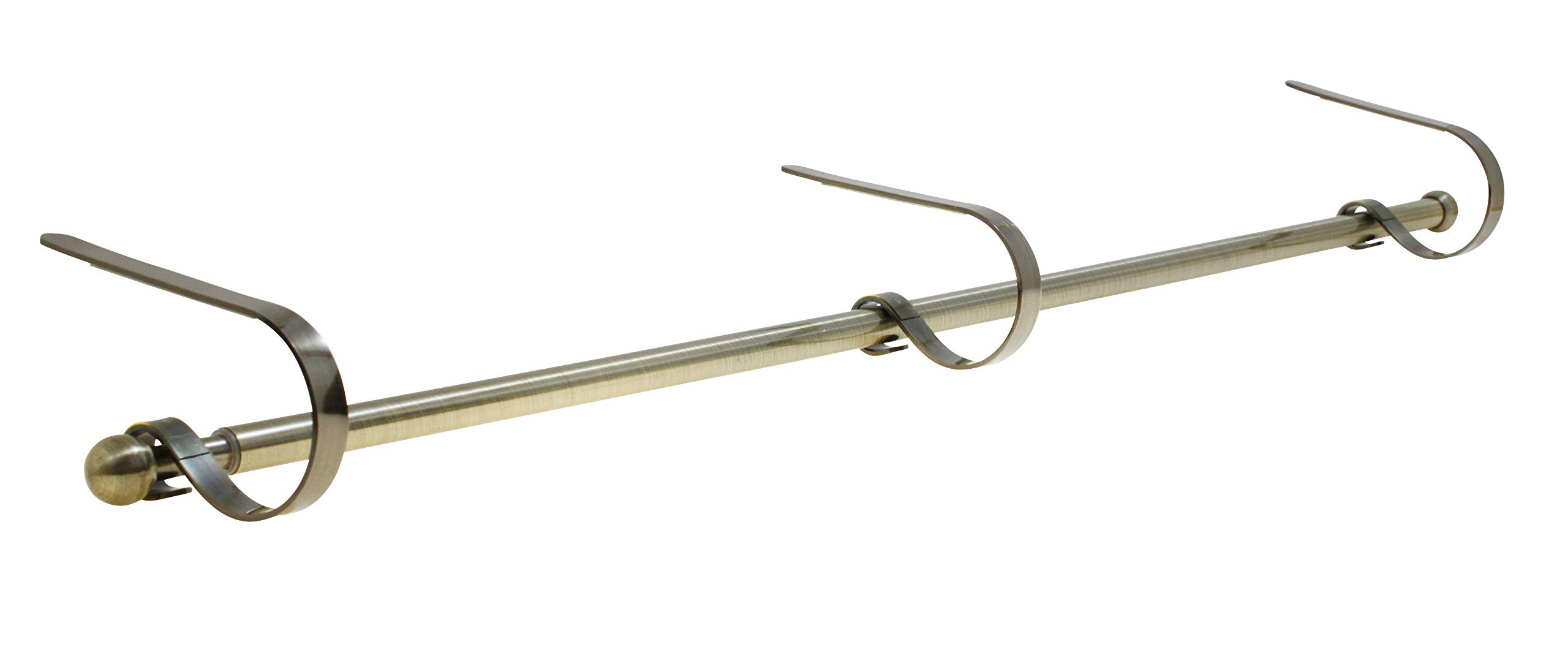 Haute DecorThe Original MantleClip Stocking Holder Rod, for Large Families, Antique Brass - Easily Hang Many Christmas Stockings