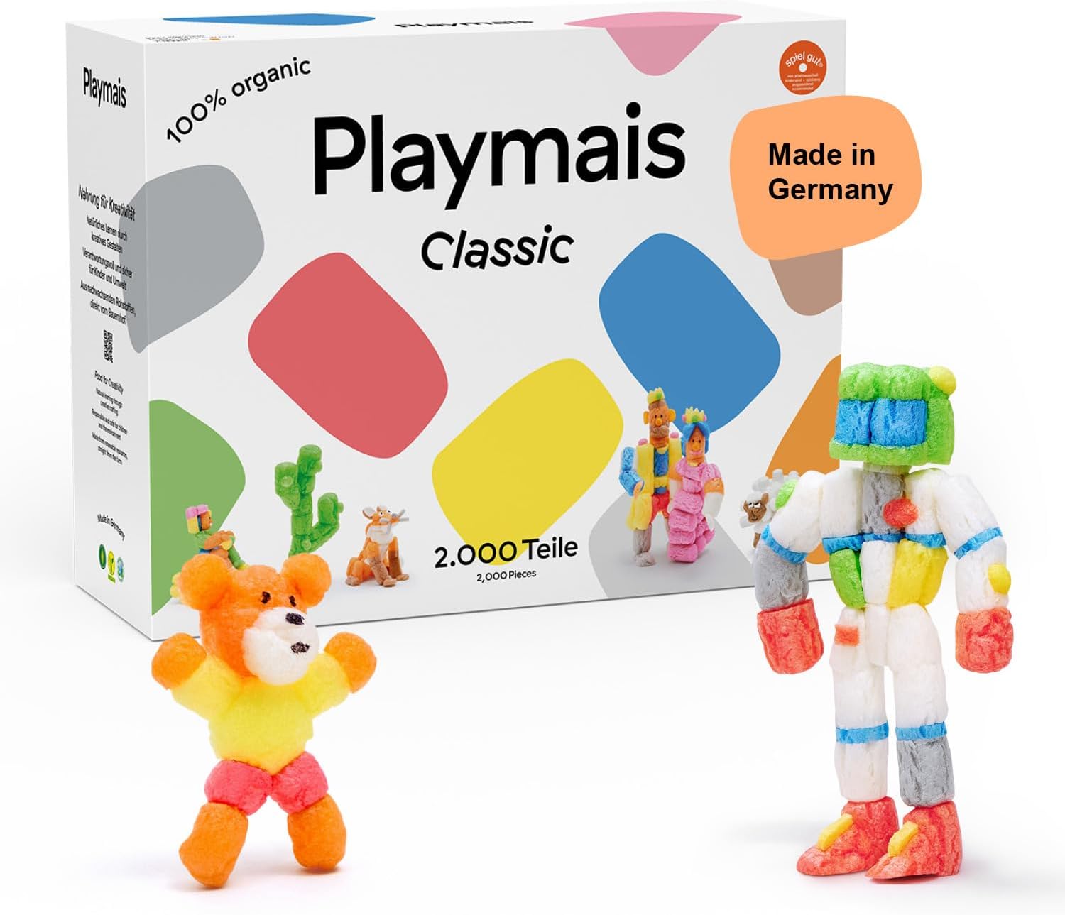 Playmais Classic 2000 | 2000 Pieces | Craft Set | Natural Toy | Includes Sponges, Craft Knife | Vegan, Responsible & Safe for Children & Environment | from 3 Years