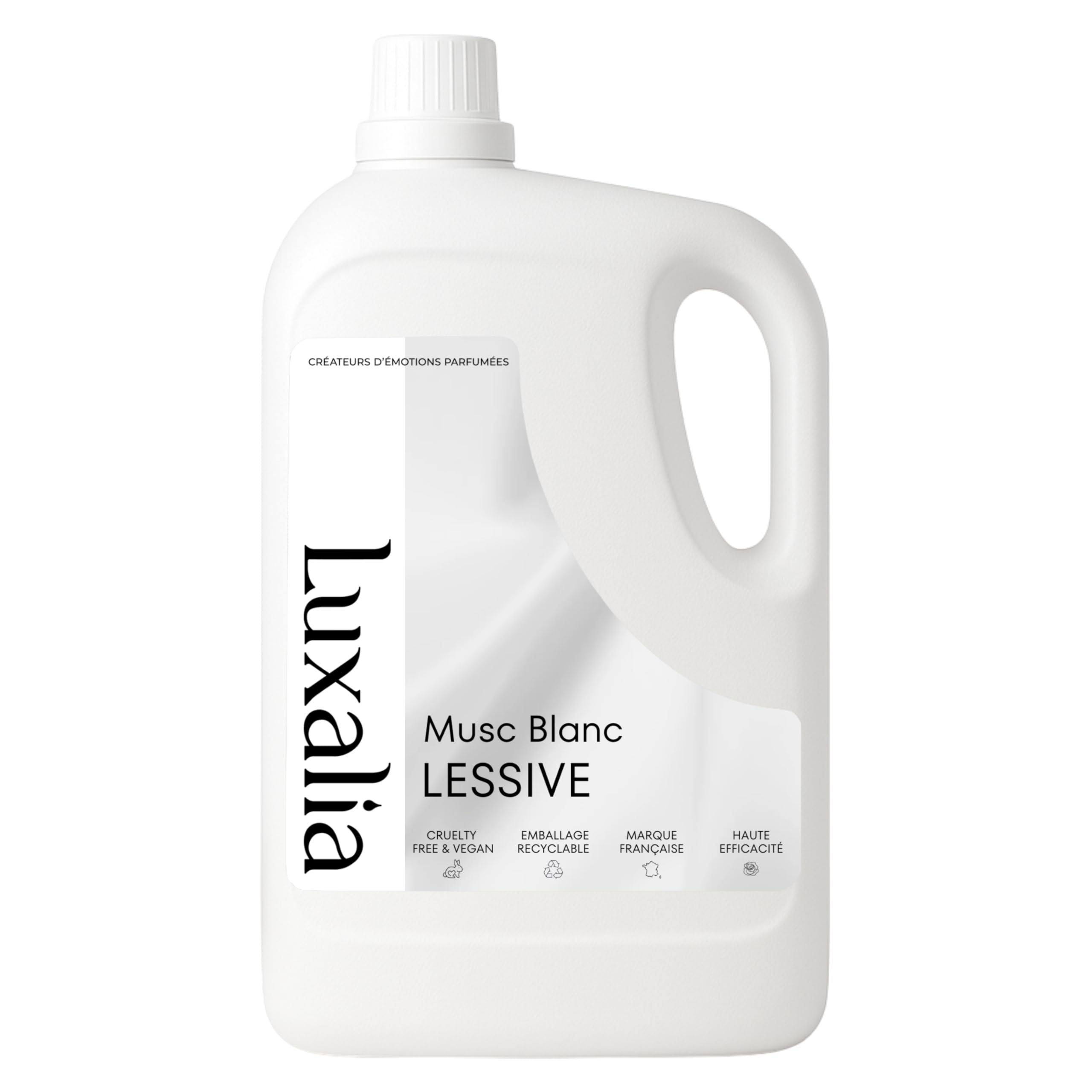 Lessive Musc Blanc Luxalia - Sans Conservateurs Controversés - Détache & Nettoie - Efficace à Froid & en Cycle Court - Parfumée - 5 Litres 200 Lavages - LUXALIA