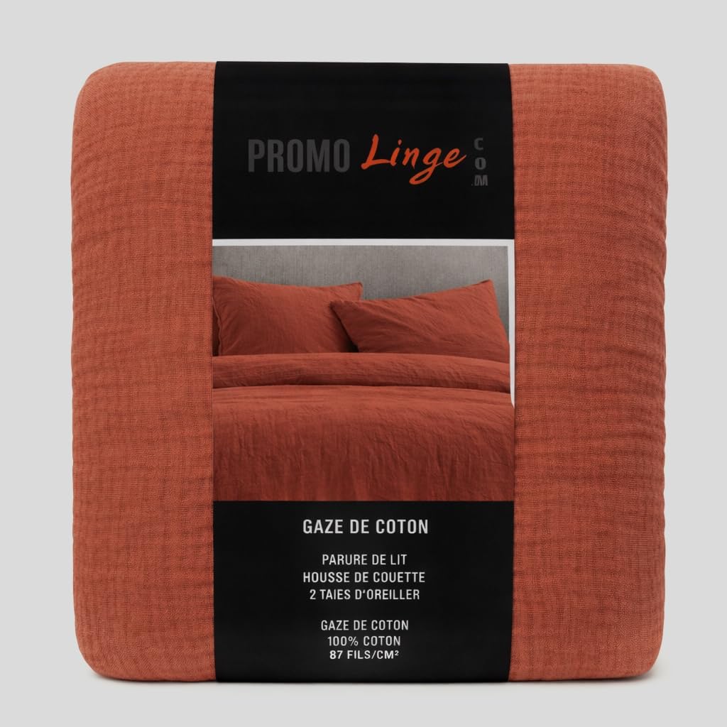 KGS Parure da letto in garza di cotone, 220 x 240 cm, vari colori (Terracota)