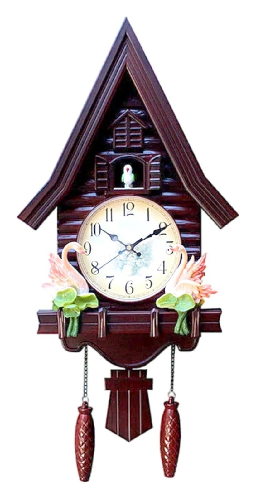 DARZYS Cuckoo Clock, Cuckoo Wall Clock, Wall Clock,Home Decor Traditional Clock Wall Decor Clock Vintage Office Decor(Red Brown)