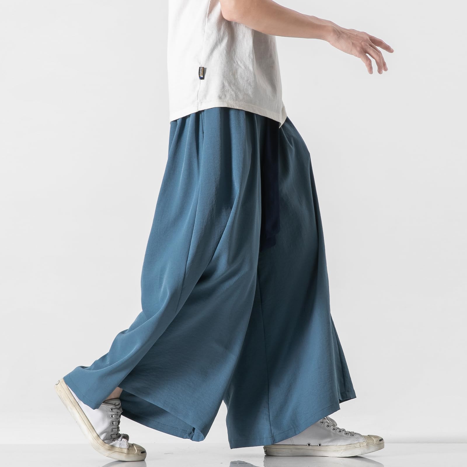 GURUNVANI Pantalones de yoga japoneses de pierna ancha para hombre, pantalones holgados de hip hop