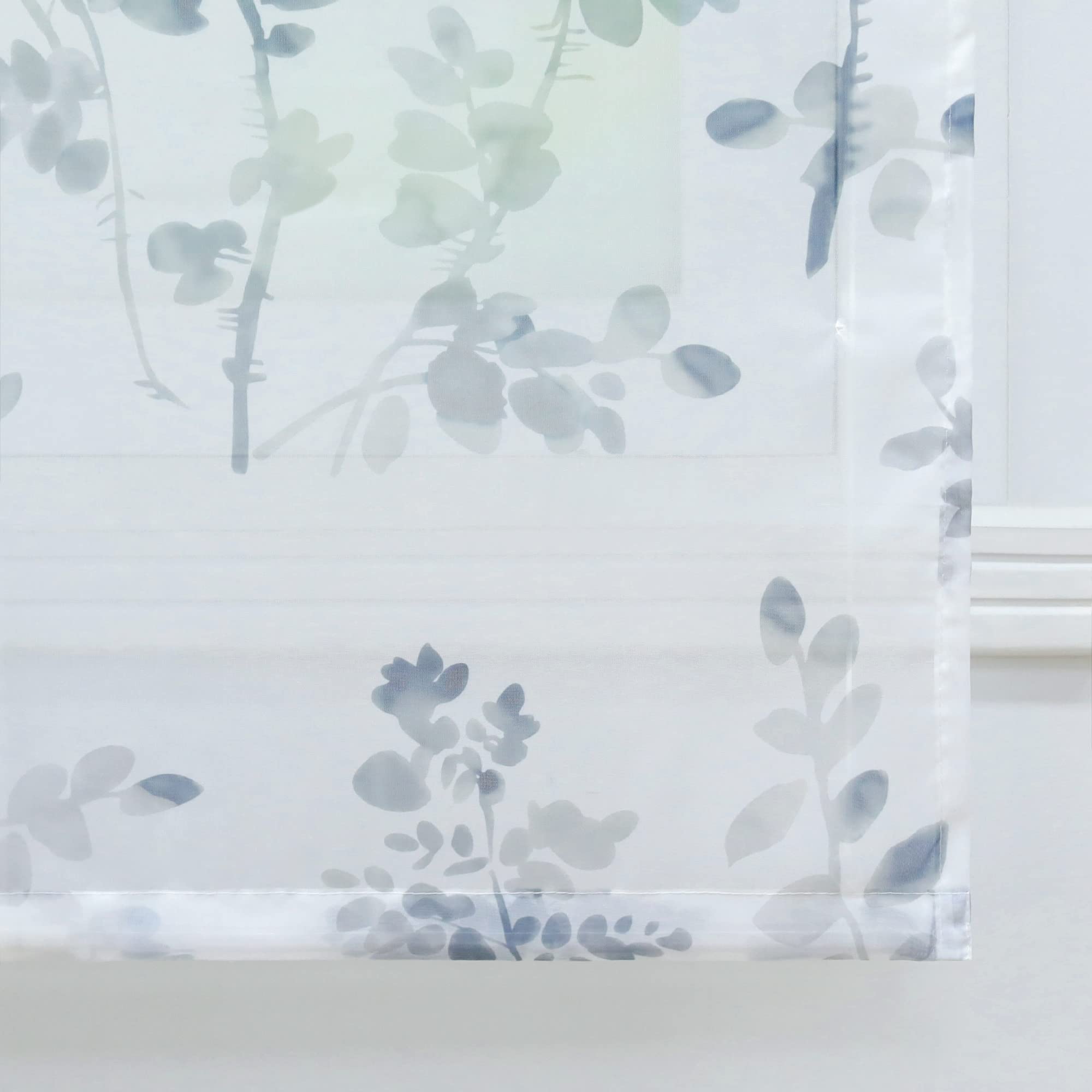 Joyswahl Voile Raffgardine mit Klettband »Luca« Floral Motiv Raffrollo mit Klettschiene halbtransparente Küche Gardine,Grau BxH 120x140cm 1 Stück