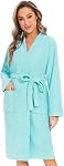 ROSYLINE Robes de bain pour femmes Terry Cloth Peignoir Longueur du genou Robe de bain Soft Kimono Robes