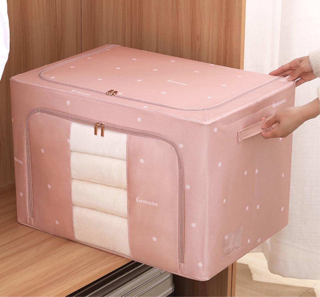 Storage Bins Foldable Clothes Storage Containers Blanket Storage Bags Stackable Quilt Containers Storage Container(B,39 * 29 * 20cm)