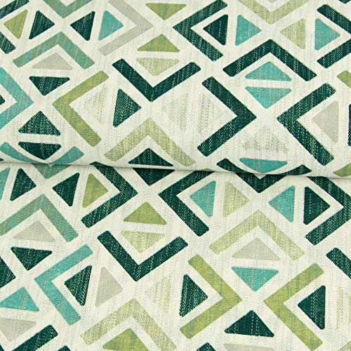 Stoffe Werning Tela Decorativa con patrón geométrico, Color Verde, 0,5 Metros