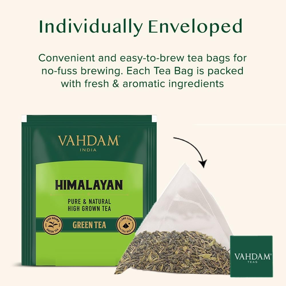 VAHDAM té verde del Himalaya 15 bolsitas hojas sueltas