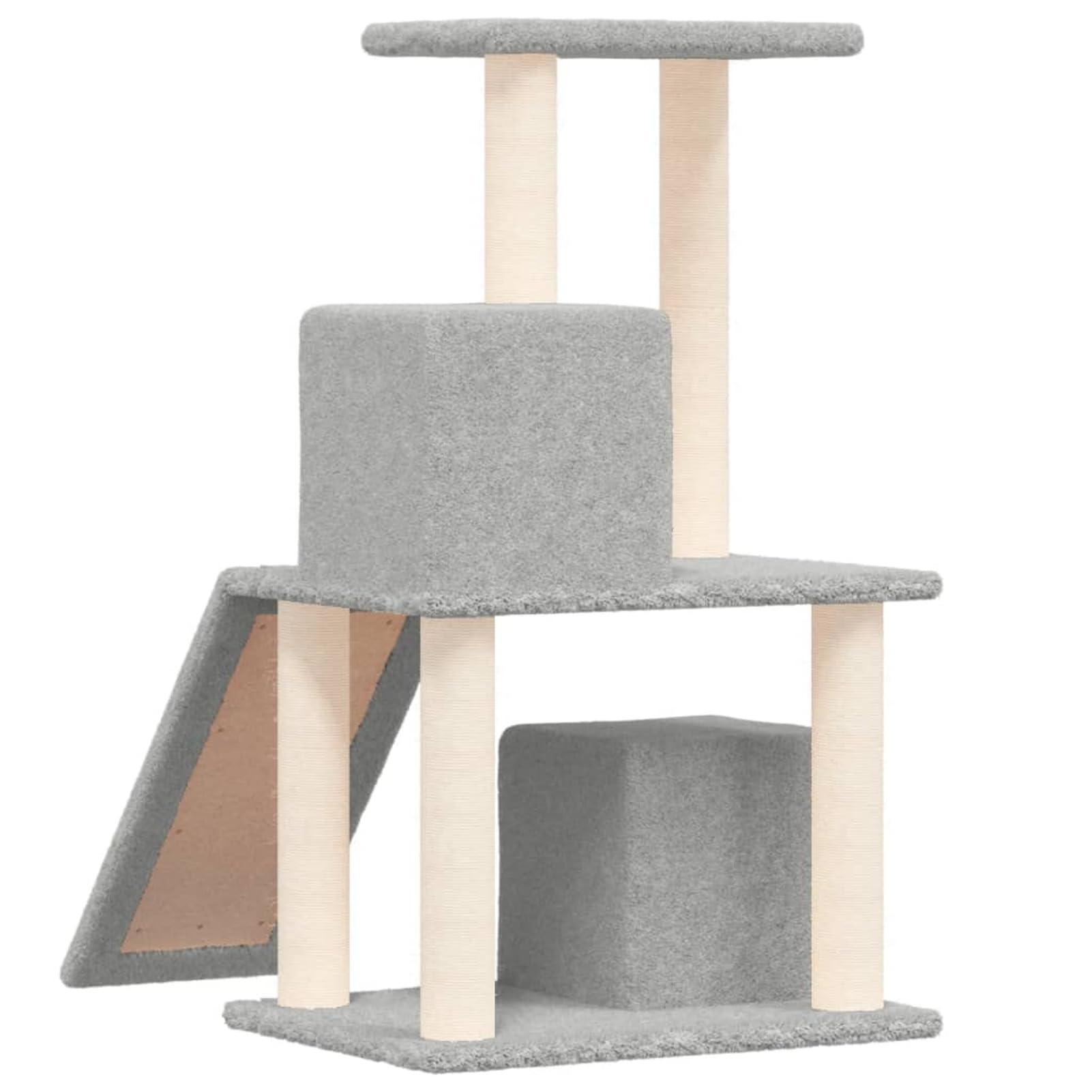 ShGaxin Rascador para Gatos con Postes de sisal, Rascador Gato, Arbol Rascador para Gatos, Gatos Accesorios, Torre Gatos, Casa para Gatos, Arranhador para Gatos, Gris Claro 82 cm