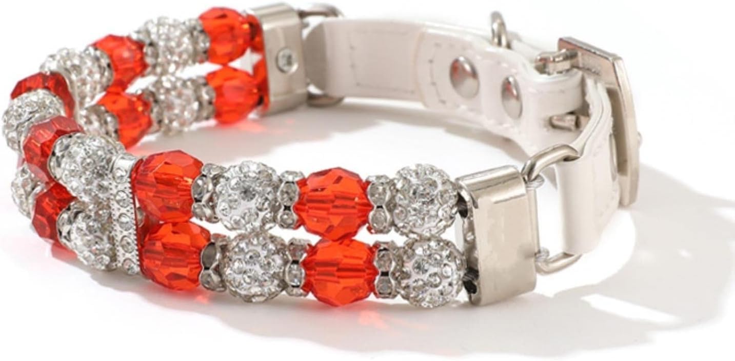 Collier de mariage pour chat et chien en cuir rouge à strass pour fête
