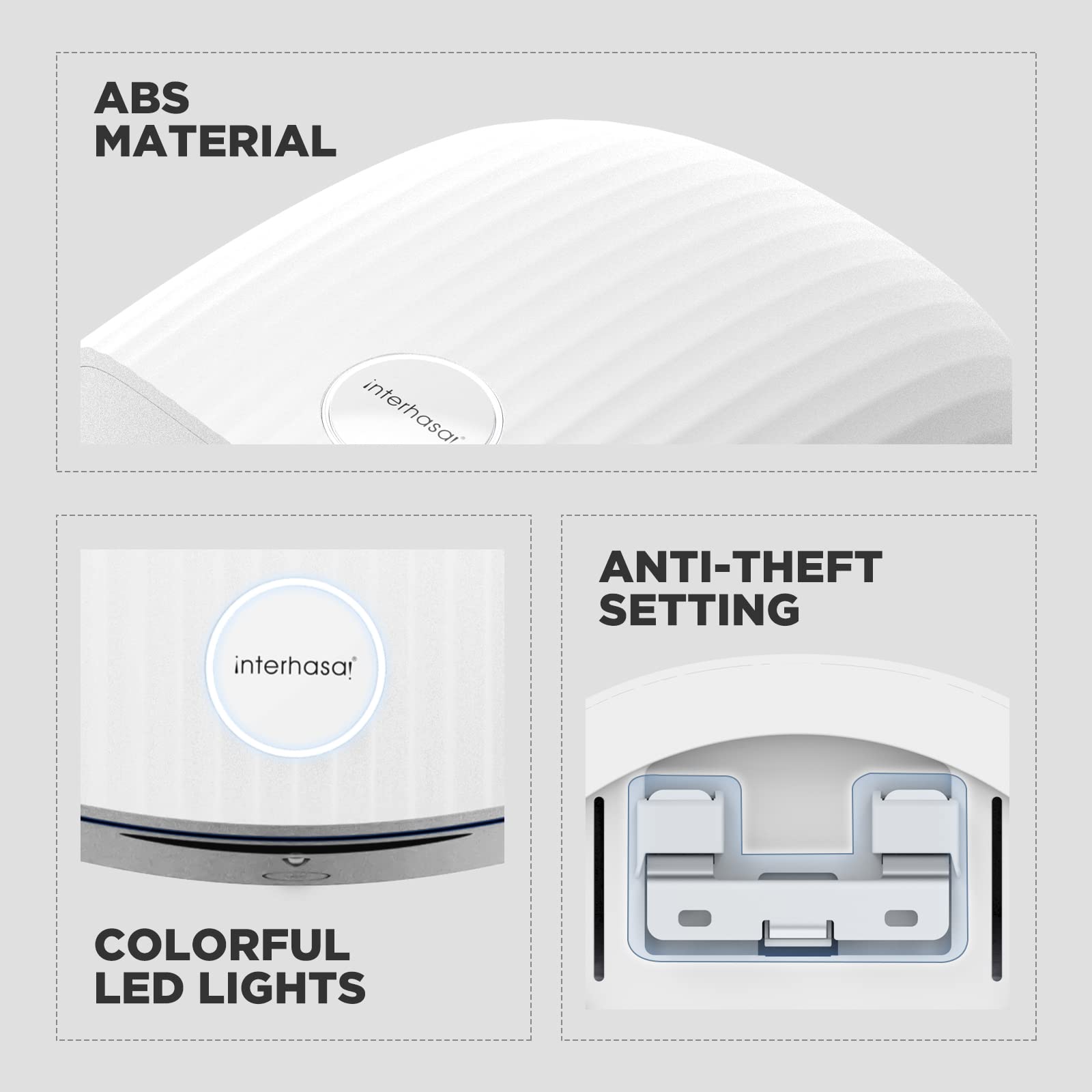 interhasa! Asciugamani Automatico con sensore a infrarossi, per Bagno a casa, Ultra Silenzioso, Silenzioso, 40 Db, a Parete, con Copertura compatta in ABS 1200 W (Bianco)