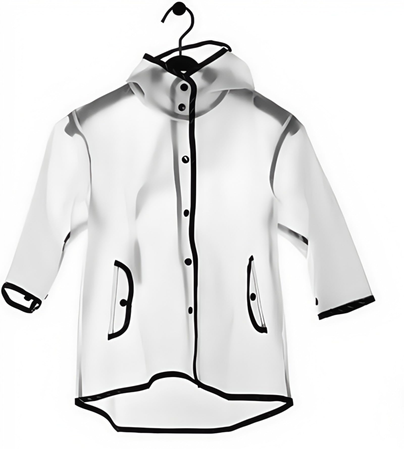 Kids Raincoat EVA Rain Poncho,Portable Hooded Poncho Jacket Rain Coat for Boys Girls Children, Transparent, 8-12 Years