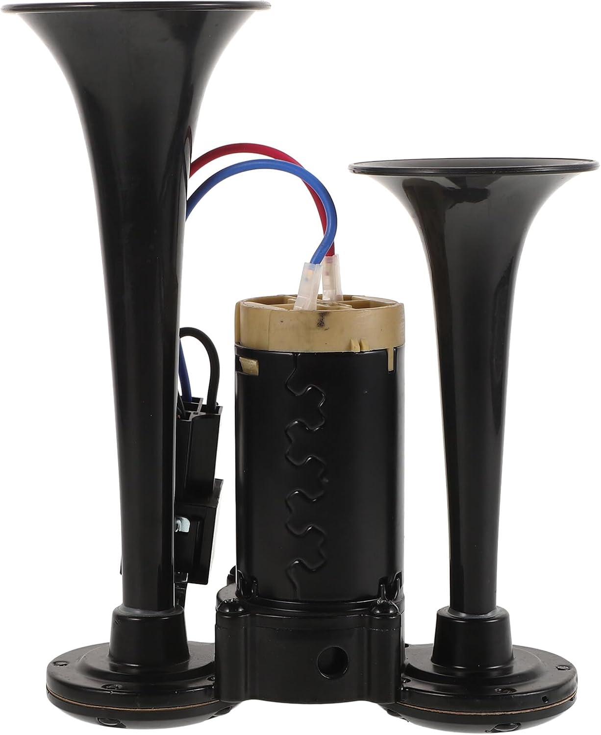 Electric Air Horn Kit Dual Trumpet Black 135db Loud Compressor for Trucks Cars Motorcycles Boats Universal 24v Exterior Vehicle Horn Replacement