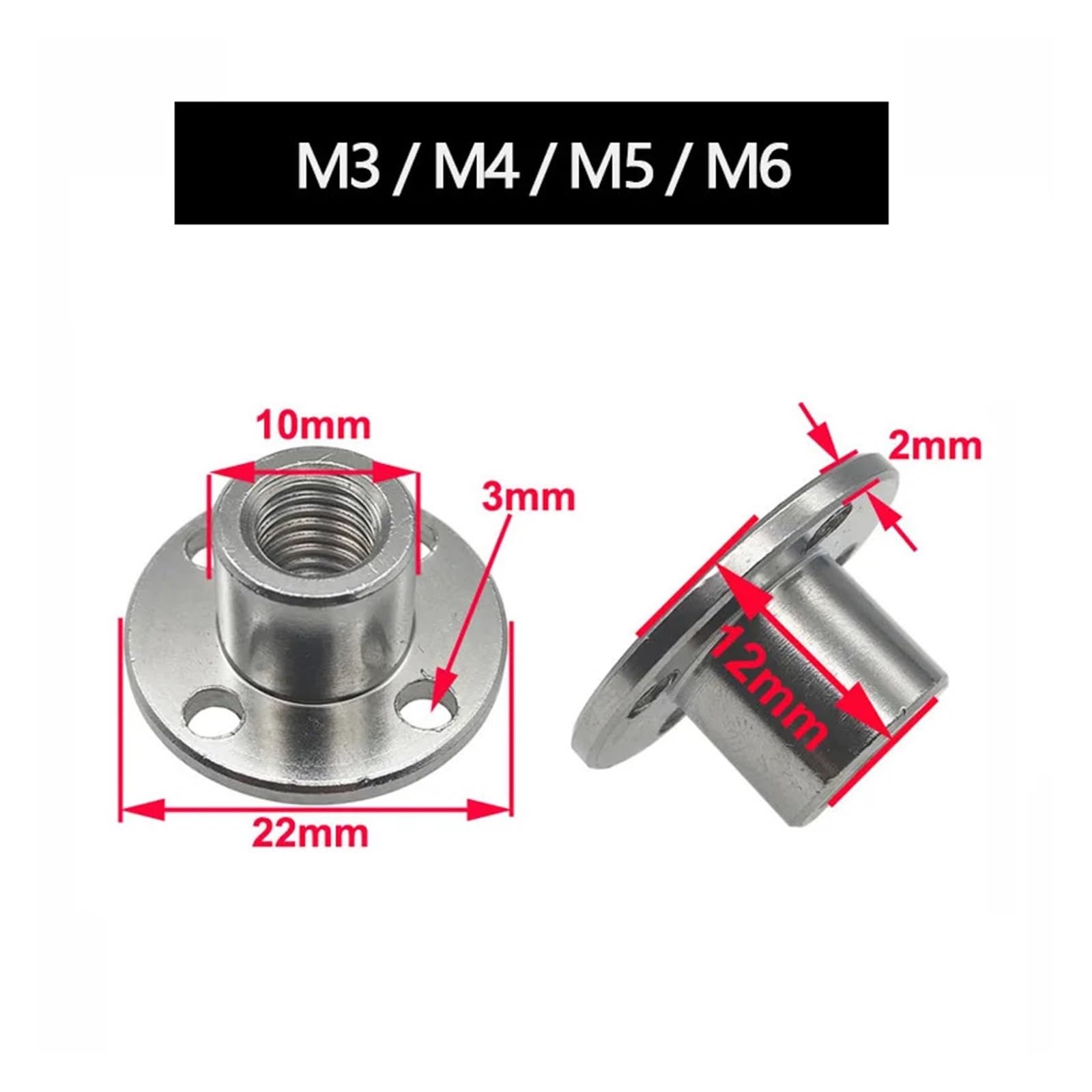 Conector de Acoplamiento de Brida rígida, M3 M4 M5 M6 M8 Tuerca de Rosca de Brida de Acero Acoplamiento de Brida rígida Soporte de Eje guía de Acoplamiento(A M5 Screw Nut)