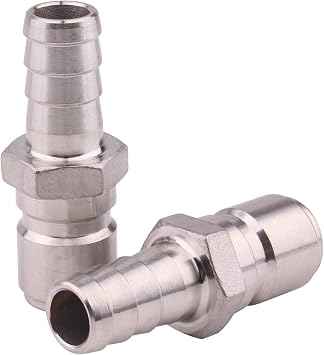 DERNORD Stainless Steel 1/2" Barb Male Quick Disconnect Homebrewing Connector Sanitary Fitting Pack of 2