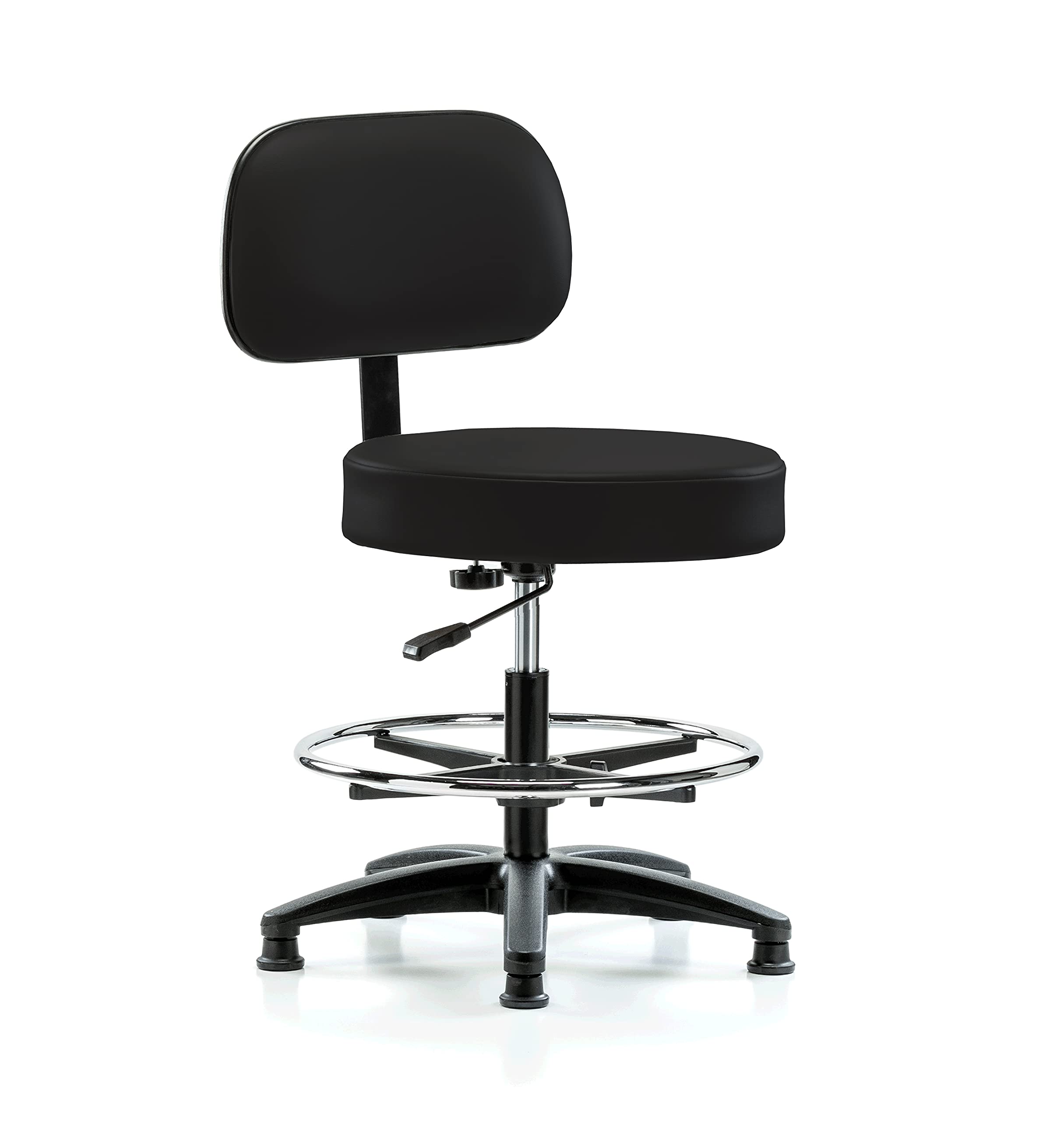 Perch Basic Exam Stool with Foot Ring, Glides, 21-28.5", Black Vinyl