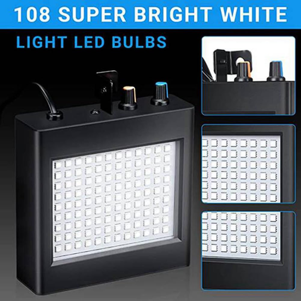 4 Luces EstroboscóPicas Blancas 108 Bombillas LED Brillantes Luces de Fiesta Luces para Sala de Fiestas Escenario Baile CumpleañOs DJ Bar Show Enchufe de la UE